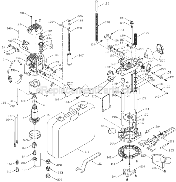 Page A Diagram and Parts List for 8529 Type 2 Porter Cable Router